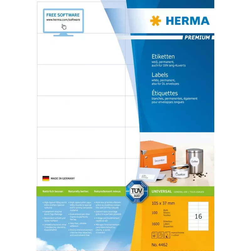 Αυτοκόλλητη ετικέτα εκτυπωτή HERMA Labels Premium A4 105x37 mm