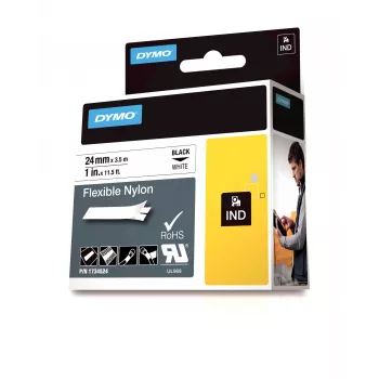 DYMO IND Εύκαμπτο νάιλον, μαύρο σε λευκό, πολύχρωμο, νάιλον, -10 - 80 °C, UL 969, DYMO