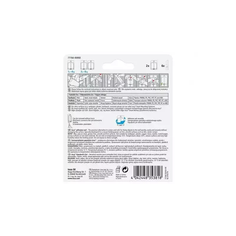 Γάντζος universal TESA 77766 Indoor λευκό 2 τεμ.