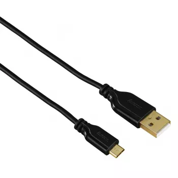 Hama 0,75m, USB2.0-A/USB2.0 Micro-B Καλώδιο USB USB A Micro-USB B Μαύρο