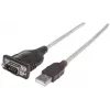 Manhattan Καλώδιο μετατροπέα USB-A σε σειριακό, 1,8 m, αρσενικό σε αρσενικό, Σειριακό/RS232/COM/DB9, chip Prolific PL-2303RA, καλώδιο μαύρο/ασημί, τριετής εγγύηση