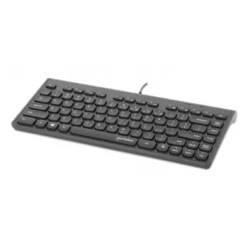 Manhattan λεπτό Ενσύρματο μίνι πληκτρολόγιο USB, 12 πλήκτρα πολυμέσων/λειτουργιών, ενσωματωμένο καλώδιο USB-A 1,5 m, συμπαγές low-profile σχήμα, για PC και laptop, Μαύρο