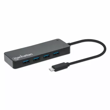 Manhattan Θύρα/Hub USB-C, Συνδέσεις (x7): USB-A (x7), 5 Gbit/s (USB 3.2 Gen1, επίσης γνωστό ως USB 3.0), εξωτερικό τροφοδοτικό δεν απαιτείται, καθολικό για όλες τις συσκευές, Καλώδιο 15 cm, SuperSpeed USB, Μαύρο, τρία χρόνια εγγύηση