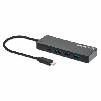 Manhattan Θύρα/Hub USB-C, Συνδέσεις (x7): USB-A (x7), 5 Gbit/s (USB 3.2 Gen1, επίσης γνωστό ως USB 3.0), εξωτερικό τροφοδοτικό δεν απαιτείται, καθολικό για όλες τις συσκευές, Καλώδιο 15 cm, SuperSpeed USB, Μαύρο, τρία χρόνια εγγύηση