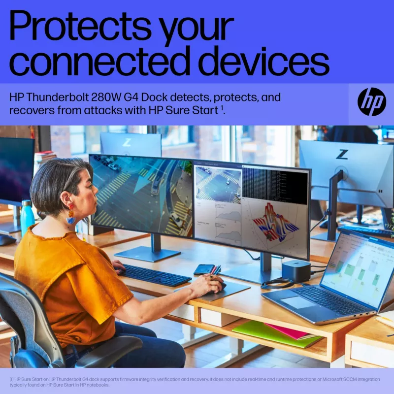 HP Thunderbolt Dock 280W G4 Ενσύρματος σταθμός σύνδεσης Thunderbolt 4 Μαύρο