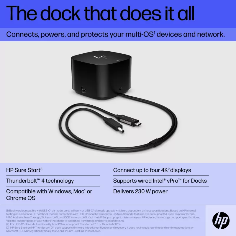 HP Thunderbolt Dock 280W G4 Ενσύρματος σταθμός σύνδεσης Thunderbolt 4 Μαύρο