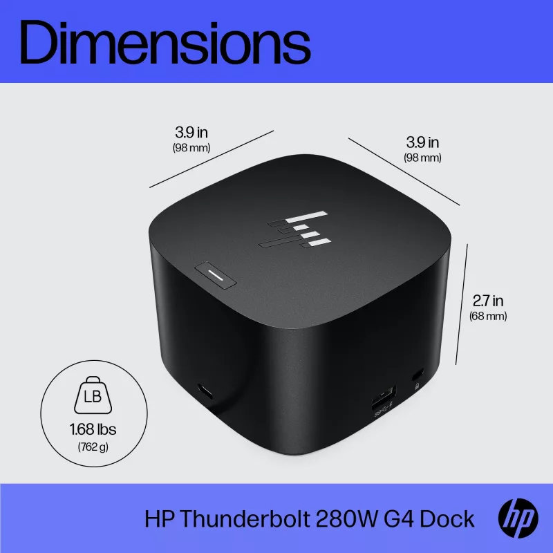 HP Thunderbolt Dock 280W G4 Ενσύρματος σταθμός σύνδεσης Thunderbolt 4 Μαύρο