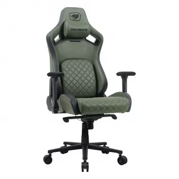 Καρέκλα gaming Cougar DEFENSOR S ARMY Πράσινο F — επενδεδυμένο κάθισμα, 150 kg max, Π 760 × Β 690 mm, Υ 129,5–137 cm