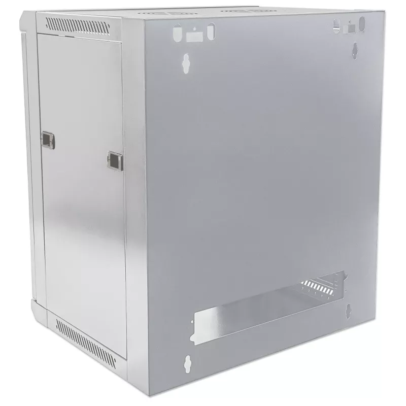 Intellinet 19 inch Network Cabinet - Wall Mount (Standard), 9U, 600mm Deep, Grey, Flatpack, Max 60kg, Suitable also for use on desk or floor, Usable Depth 410mm, Metal & Glass Door, Back Panel, Removeable Sides, Parts for wall install (eg screws/rawl plugs) not incl