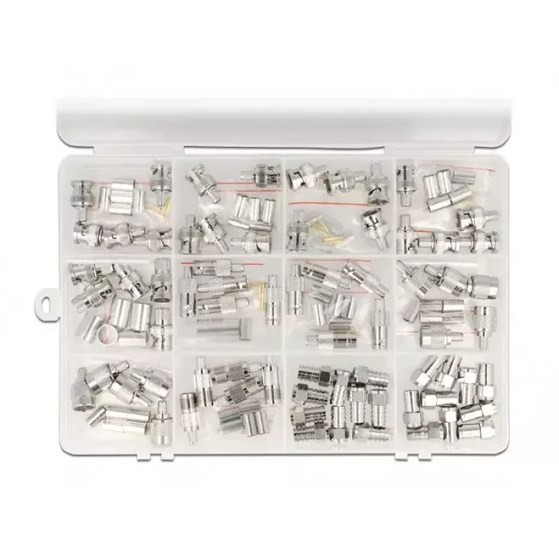Delock 66811 Σετ ομοαξονικών βυσμάτων crimp, 70 τεμ., 75 Ohm, BNC/TNC/F