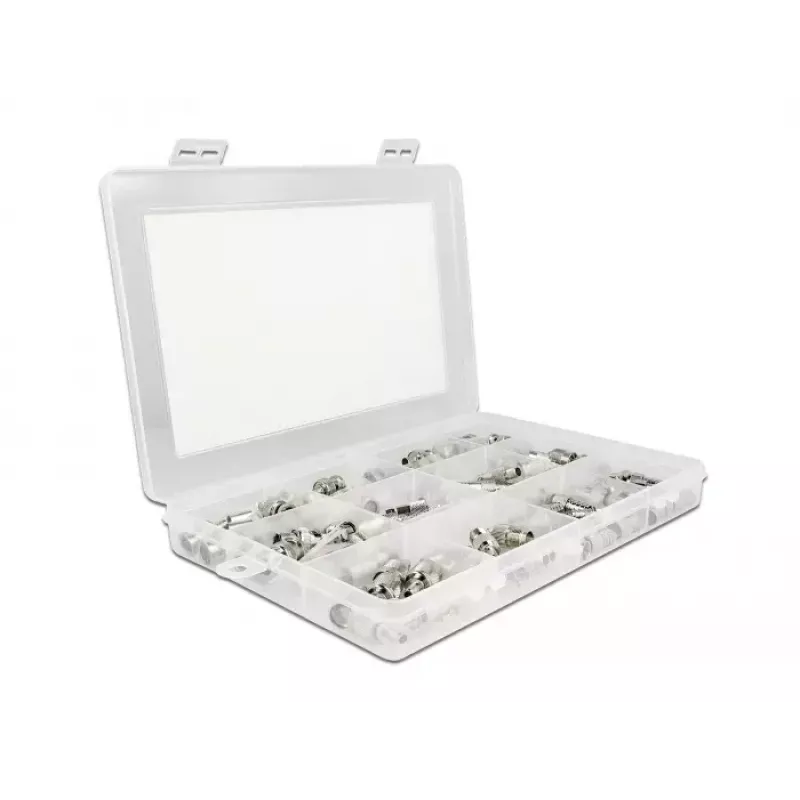 Delock 66811 Σετ ομοαξονικών βυσμάτων crimp, 70 τεμ., 75 Ohm, BNC/TNC/F