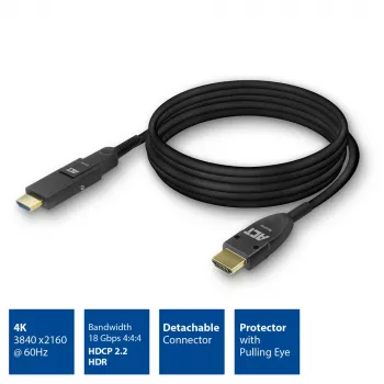ACT 50 m HDMI High Speed 4K Ενεργό Οπτικό Καλώδιο με αφαιρούμενο βύσμα v2.0 Βύσμα HDMI-A - Βύσμα HDMI-A