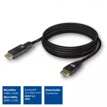 ACT 25 μέτρα DisplayPort 1.4 Ενεργό Οπτικό Καλώδιο 8K με αφαιρούμενο βύσμα