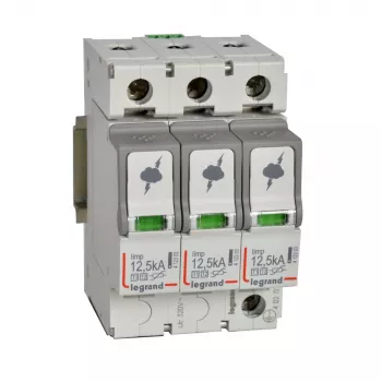 Legrand 412272 SPD συσκευή προστασίας από υπέρταση, Τύπος 1+2, 12,5 kA, 3P+FM, 3 Module