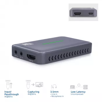 ACT κάρτα βίντεο USB-C, HDMI 4K@60Hz διέλευση, εγγραφή 4K@30Hz