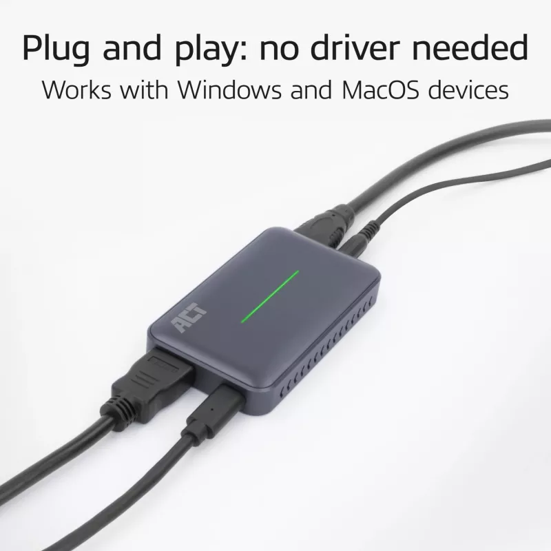 ACT κάρτα βίντεο USB-C, HDMI 4K@60Hz διέλευση, εγγραφή 4K@30Hz