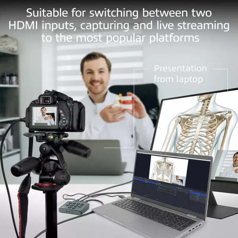 ACT διακόπτης βίντεο USB-C με διπλή είσοδο HDMI 60Hz γκρι