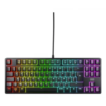 Μηχανικό πληκτρολόγιο gaming No name K4V2 RGB — Tenkeyless 80–87%, AZERTY γαλλικό, USB, οπίσθιος φωτισμός RGB, 68 πλήκτρα, καλώδιο 2 m, μαύρο