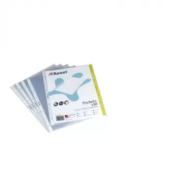 Rexel Embossed A4 Θήκη ανοιχτή από πάνω διαφανές (50), 210 x 297 mm (A4), διαφανές, πολυπροπυλένιο (PP), κατακόρυφη, 50 τεμ.