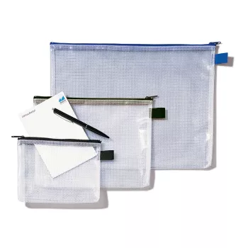 Rexel Θήκη δικτυωτή με μαύρο φερμουάρ A4, PVC, 52 g, μαύρο, διαφανές