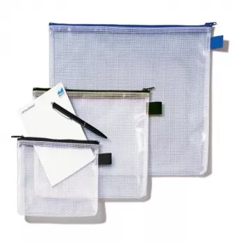 Rexel Θήκη δικτυωτή με μαύρο φερμουάρ A4, PVC, 52 g, μαύρο, διαφανές