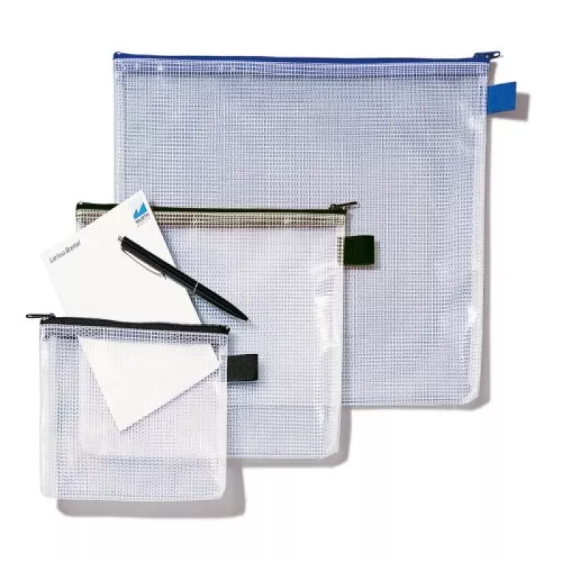 Rexel Θήκη δικτυωτή με μαύρο φερμουάρ A4, PVC, 52 g, μαύρο, διαφανές