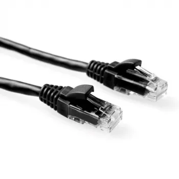 ACT Μαύρο καλώδιο patch U/UTP CAT6 20 μέτρων χωρίς γλωττίδα με βύσματα RJ45