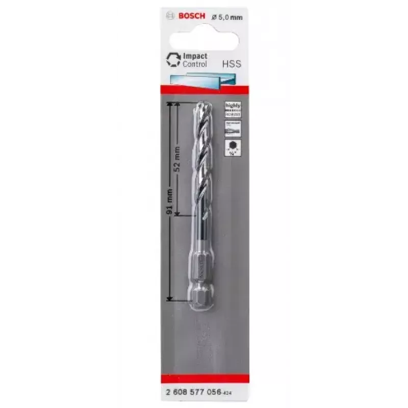 Bosch Τρυπάνι κρουστικό HSS με εξαγωνικό στέλεχος 5 mm
