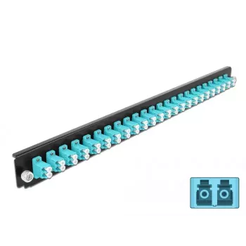 Μπροστινό πάνελ splice box DeLOCK 19 ιντσών 24 Port LC Duplex Aqua