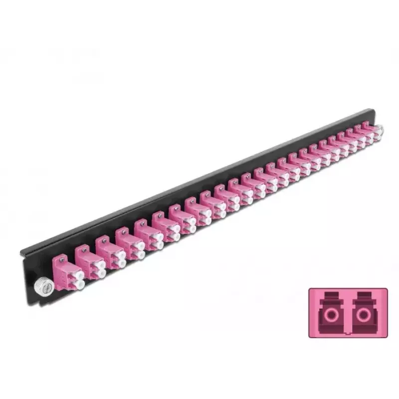 Μπροστινό πάνελ splice box DeLOCK 19 ιντσών 24 Ports LC Duplex μωβ
