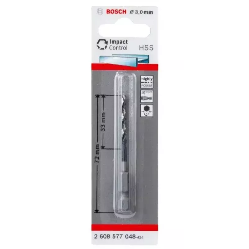 Τρυπάνι Bosch HSS εξαγωνικό στέλεχος 3 mm