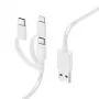Hama καλώδιο πολλαπλής φόρτισης 3 σε 1, USB-A – Micro-USB, USB-C και Lightning, 1,0 m, λευκό