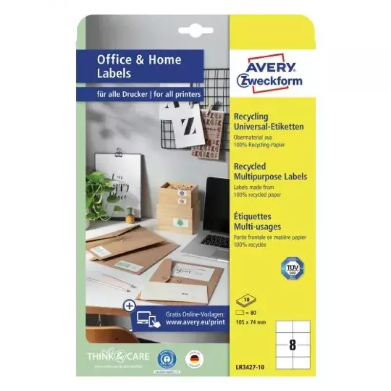 Αυτοκόλλητη ετικέτα εκτυπωτή Avery LR3427-10 λευκή A4 80 ετικέτες
