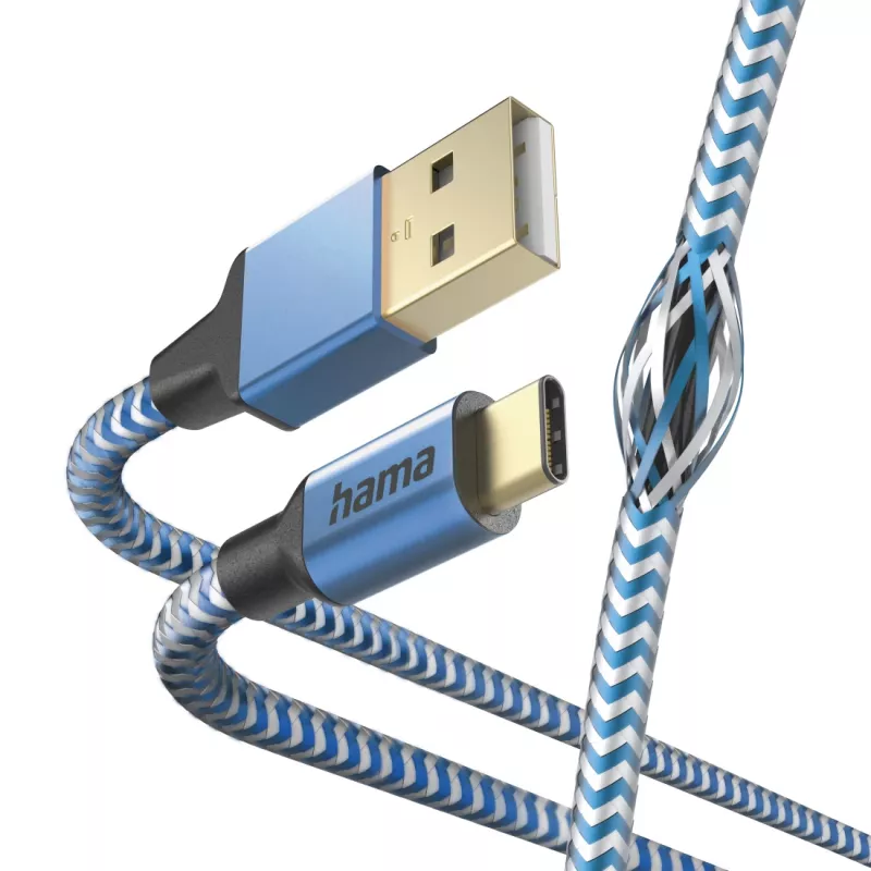 Hama Αντανακλαστικό καλώδιο USB USB 2.0 1,5 m USB A USB C Μπλε