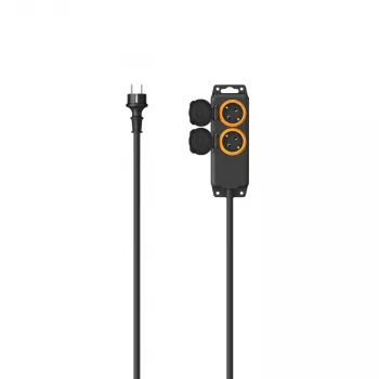 Hama 00223061 Καλώδιο επέκτασης 2 m 2 πρίζες AC Εξωτερικού χώρου Μαύρο