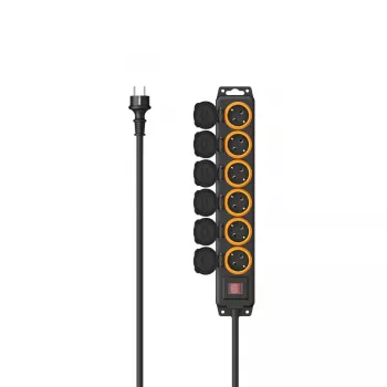 Hama 00223065 Καλώδιο επέκτασης 2 m 6 πρίζες AC Εξωτερικού χώρου Μαύρο