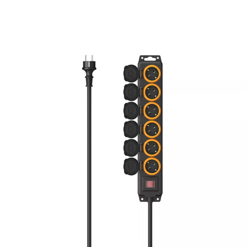 Hama 00223065 Καλώδιο επέκτασης 2 m 6 πρίζες AC Εξωτερικού χώρου Μαύρο