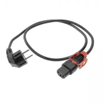 ACT Καλώδιο τροφοδοσίας Βύσμα CEE 7/7 (γωνιακό) - C13 IEC Lock+ μαύρο 2 m, EL332S, συσκευασία 5 τεμ.