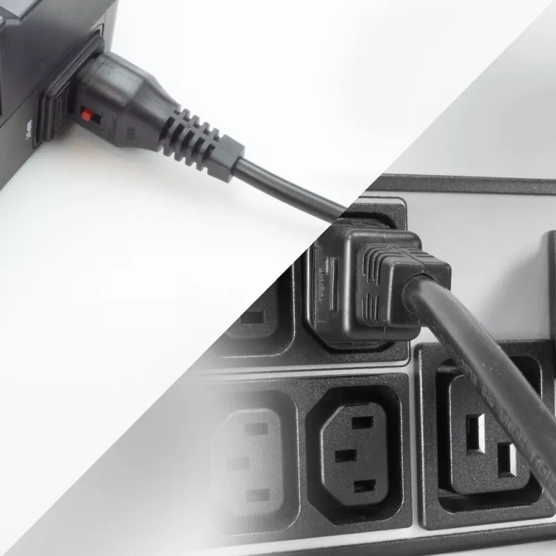 ACT Καλώδιο τροφοδοσίας C13 IEC Lock - C14 μαύρο 2 m, PC1021, συσκευασία 5 τεμ.