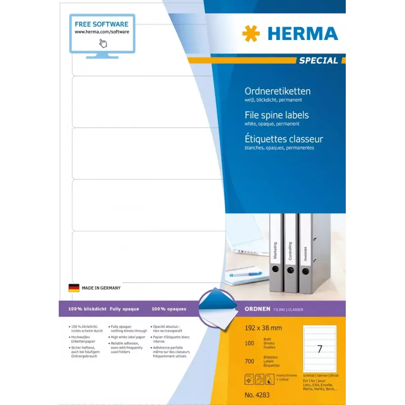 Αυτοκόλλητη ετικέτα εκτυπωτή HERMA A4 192x38 mm 700 τεμ.