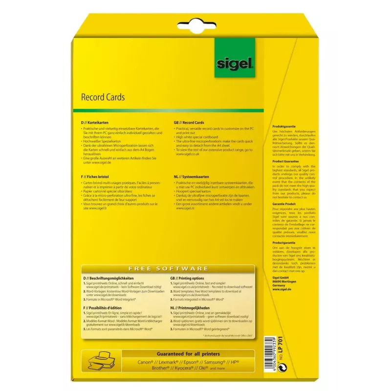 Μη αυτοκόλλητη ετικέτα Sigel LP701 160 τεμ. Λευκό Ορθογώνιο