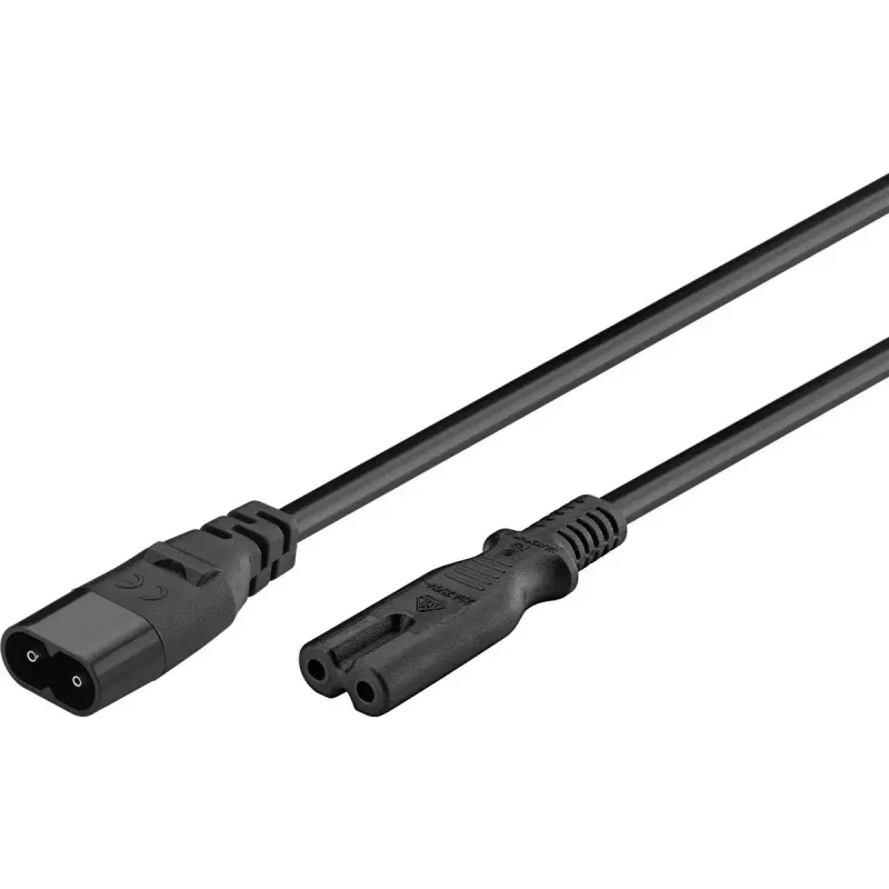 Wentronic IEC-60320-C8 σε IEC-60320-C7 2m C8 θηλυκό σε C7 θηλυκό μαύρο (97201)