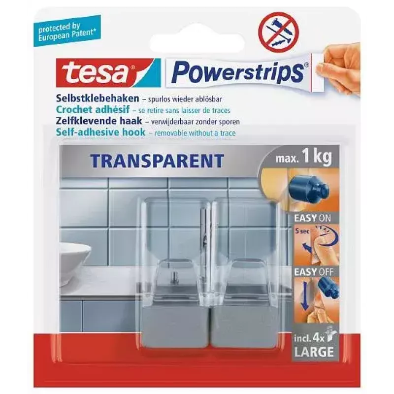Γάντζος πετσέτας TESA 58812 Indoor διαφανής 2 τεμ.