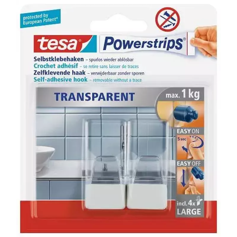 Γάντζος κουζίνας TESA 58811-00000 διαφανής λευκός 2 τεμ.