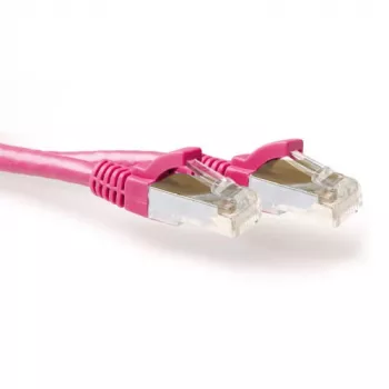 ACT Ροζ 25 m LSZH S/FTP CAT6A Patch καλώδιο με βύσματα RJ45, προστασία γλωττίδας