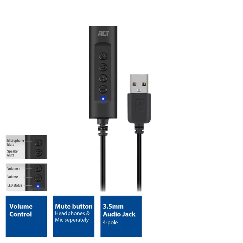ACT AC9360 εξωτερική κάρτα ήχου USB-A