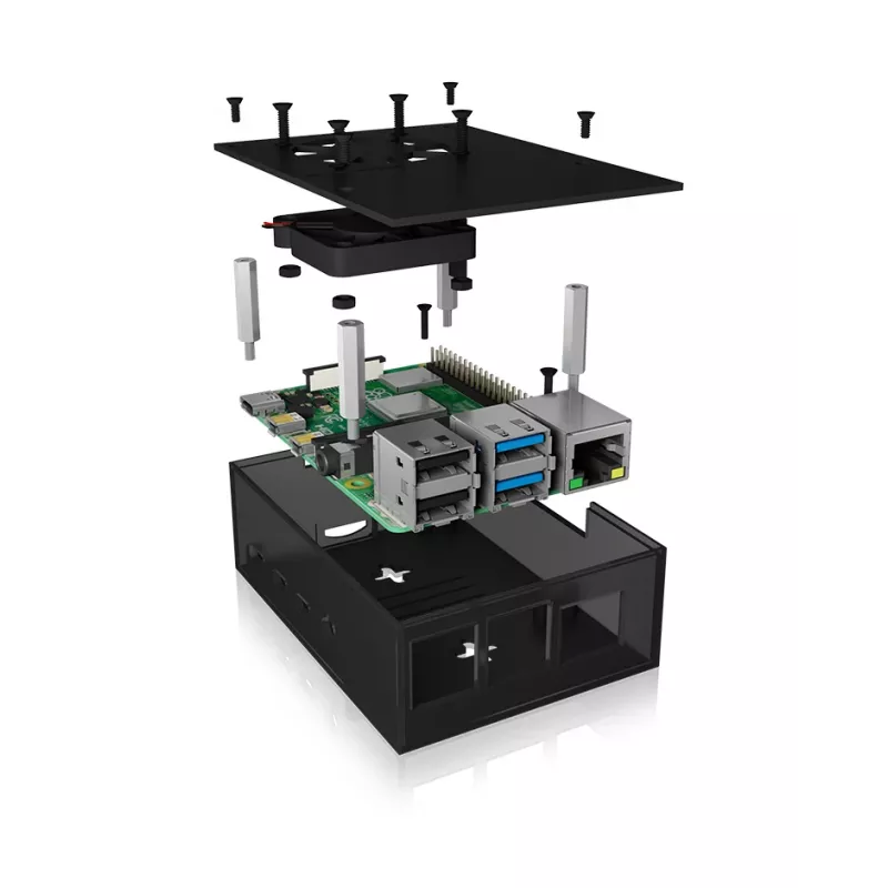 ICY BOX IB-RP108 Θήκη ανθρακί, μαύρο