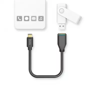 Hama 00125105 Καλώδιο USB USB 3.2 Gen 1 (3.1 Gen 1) 0,15 m USB A USB C Μαύρο