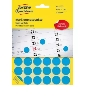Αυτοκόλλητη ετικέτα κύκλος Avery 3375 μπλε 1056 τεμ.