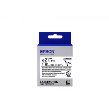 Epson Κασέτα ετικετών Heat Shrink Tube (HST) LK-7WBA21 Μαύρο/Λευκό D21mm (2,5m)